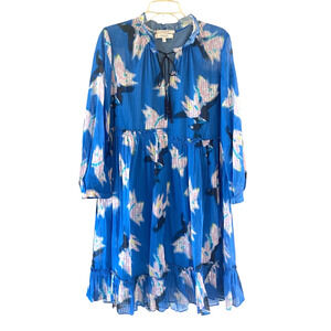 DOROTHEE SCHUMACHER Size Large Blue Floral Energetic Mix 100% Cotton Maxi Dress